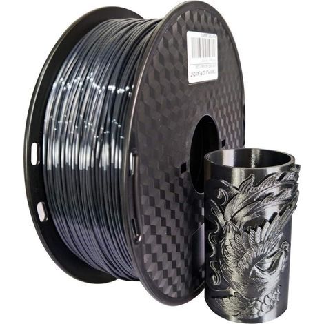 Filament noir soie 1.75mm 1KG filament d'imprimante 3D métal brillant filament pla FDM matériau d'impression 3D métal noir soie filament pla métallisé filament pla noir (1/4)