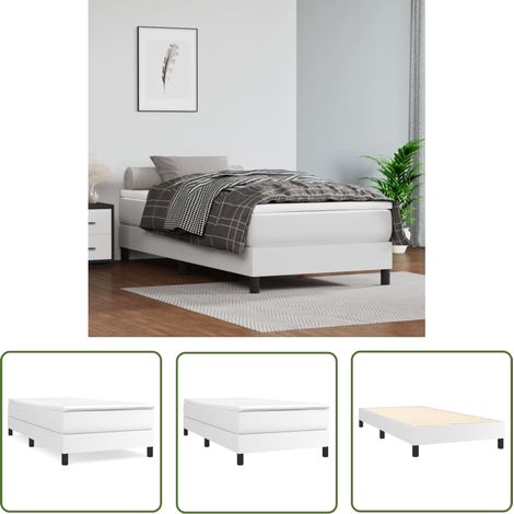 The Living Store Cadre de lit sans matelas blanc 90x200 cm similicuir - Cadre De Lit - Lit Double - Lit Blanc - Similicuir - Literie (1/5)