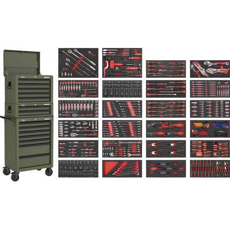 Sealey SPTCOMBO3K Superline PRO Tool Chest Combination 14 Drawer with 447pc Tool Kit - Khaki