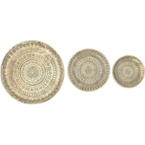 Lot de 3 Plateaux Déco en Métal "Samir" 57cm Doré (1/4)