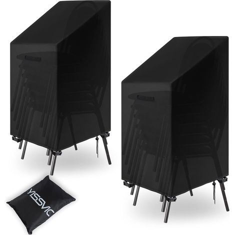 Housse de Chaise de Jardin 2 Pcs 420D Housse de Fauteuil Jardin Empilables Imperméable Résistance au Vent Anti-UV avec Corde et Bo (1/5)