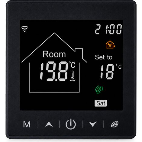 Thermostat WiFi pour Chauffage Électrique 16A M2 Noir, Contrôle par Application et Vocal (1/5)