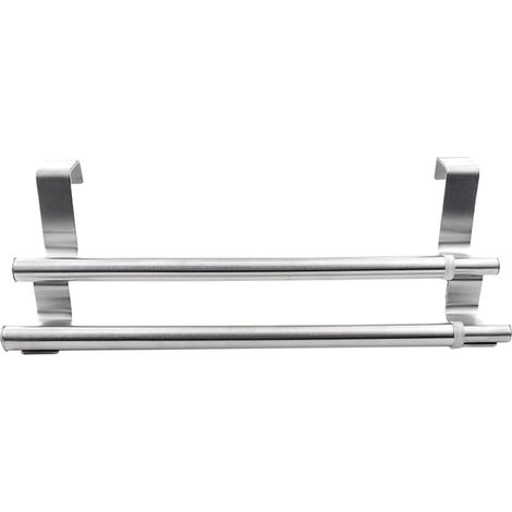 Porte-serviettes double extensible en acier inoxydable pour une organ 40 cm, argenté, à suspendre dans les espaces étroits, porte-serviettes (1/2)