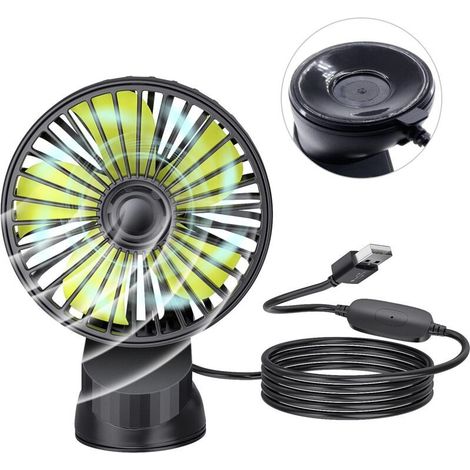 Ventilatore USB per auto con ventosa, 1 pezzo 5V 1A Ventilatore elettrico portatile con ventosa USB Ventilatore da scrivania con 3 velocità per cruscotto auto Finestra Casa Ufficio (1/5)