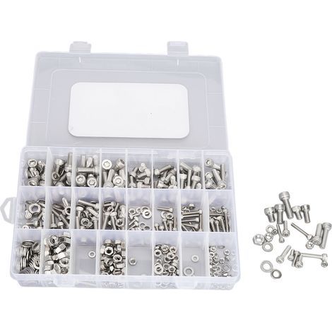 520 Pcs Assortment Bolts Nuts M3 M4 M5 M6 – Stainless Steel Hex Head Screws – Flat Washers (1/5)
