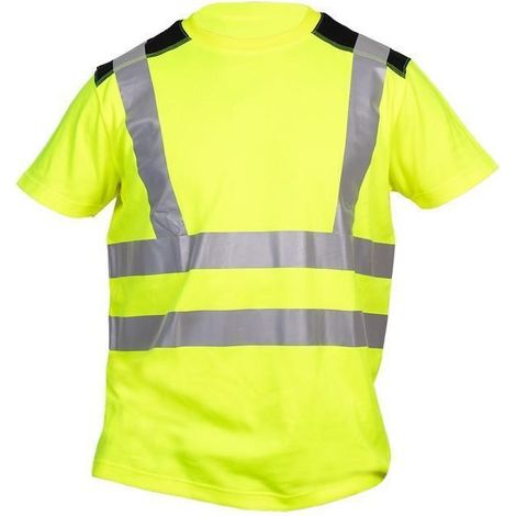 Camiseta de alta visibilidad amarilla y negra, talla XXL, 170 g/m², 55% algodón. (1/5)