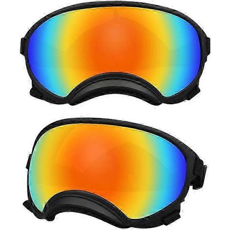 Hundebrille UV-Schutz, hohe Stoßfestigkeit, verstellbares Gummiband, atmungsaktiv, für Welpen und große Hunderassen (schwarz und Farbe L) (1/5)