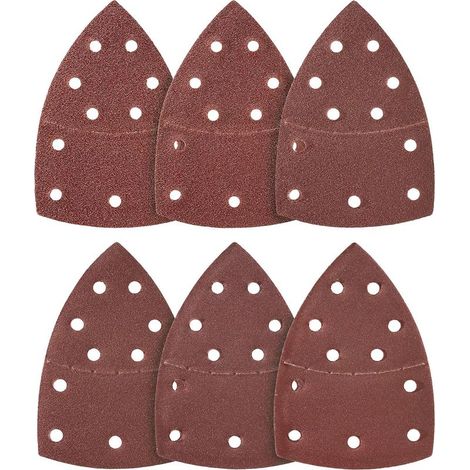 Lot de 100 triangles abrasifs - 11 trous - 105 x 152 mm - Grain 80 - Pour ponceuse multifonction - Feuilles abrasives - Tampons abrasifs triangulaires - Papier abrasif (1/5)
