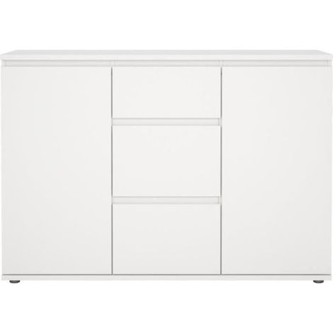 Buffet - Blanc - 2 portes - 3 tiroirs - 119 x 40x 83 cm LUK (1/5)