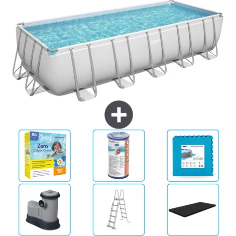 Piscine Rectangulaire Bestway Power Steel - 640 x 274 x 132 - Grise - Comprend des Accessoires CB34 (1/4)
