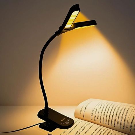 14 wiederaufladbare LED-Leseleuchten, 3 augenschonende Farbtemperaturen, leichtes Clip-Design