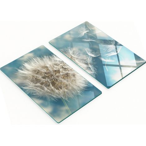 Tablas decorativas de cristal para servir aperitivos con dise帽o de diente de le贸n, 2x30x52 cm.