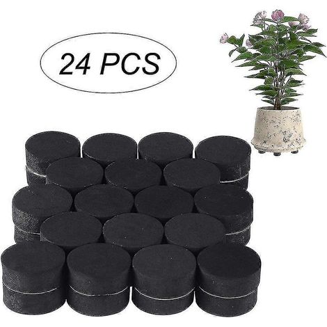 Base pour pot de fleurs, pieds en caoutchouc noir, support auto-adhésif pour pots moyens et grands (24 pièces) (1/5)