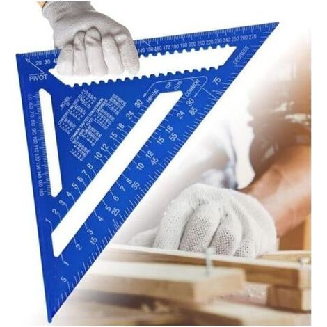 Promotion Equerre Menuisier MULTI FONCTIONS 180 mm Metal Aluminium Regle Équerre Trusquin Guide Raporteur Angle 45 90 Degres Outillage Charpentier Outil Traçage Guidage Menuiserie Bois - Bleu-- (1/4)