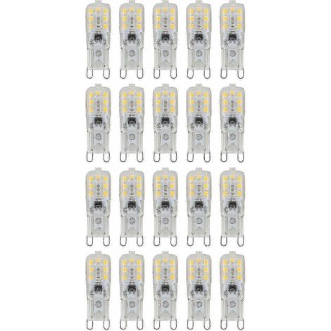 Lot de 20 ampoules LED G9 5W à intensité variable, blanc chaud, AC220-240V, ampoules de rechange (1/4)