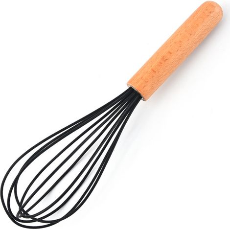 Fouet - Silicone Et Bois - Pour Pâte À Crêpes Oeufs Blancs Doeufs Préparations Gâteaux - 1 Pièce (1/5)