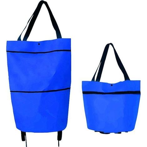 Sac de courses pliable avec roulettes, Caddie sac à roulettes pliable, réutilisable, multifonction, sac fourre-tout de voyage - (1/4)