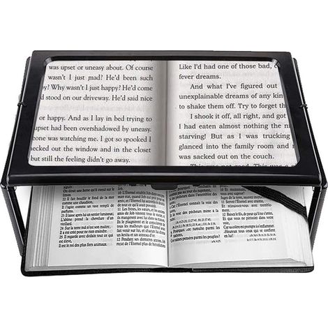 A4 Pleine Page Loupe de Lecture Loupe Sur Pied Rectangulaire Mains Libres avec 4 LED Lampe Lentille de Grossissement 3X pour Lire pour les Personnes âgées Les Aînés et Les Malvoyants de (1/5)