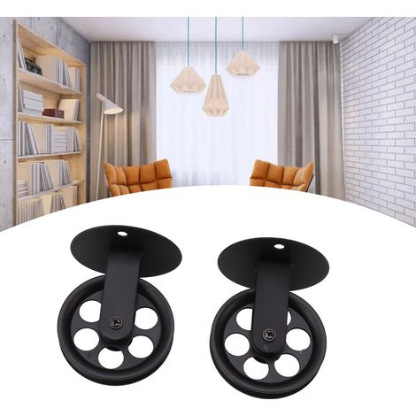 Kit de poulie pour suspension lumineuse noire, suspension lumineuse à monter soi-même, poulie pour suspension lumineuse de style industriel noir, poulie murale. (1/5)
