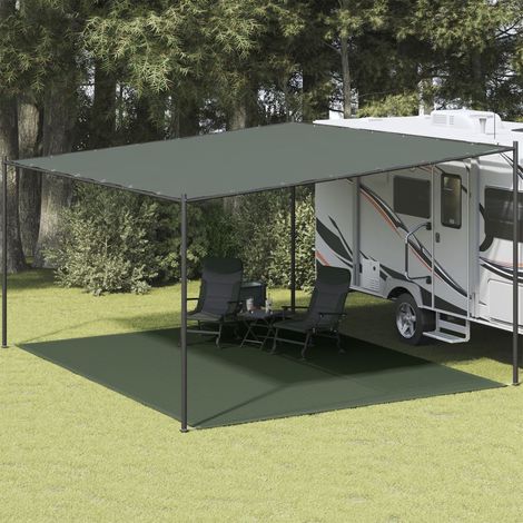 Tapis extérieur Tapis de tente Tapis de Camping 400x500 cm Vert foncé PEHD 24151 (1/5)