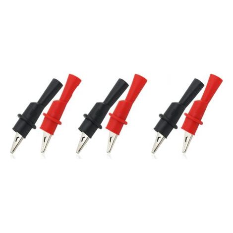 6 pinces crocodiles à enfoncer pinces crocodiles pour cordon de test multimètre (1000V/10A),Fonepro (1/5)