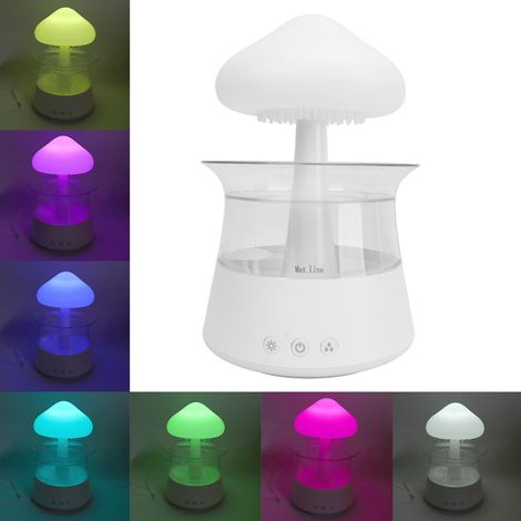 Luftbefeuchter in Form einer Regenwolke, Pilz-Regenwolkendiffusor, 7-farbiges Regenwolken-Nachtlicht, Wolkenlampe für Büro/Schlafzimmer zur Entspannung und zum Schlafen (weiß) (1/5)