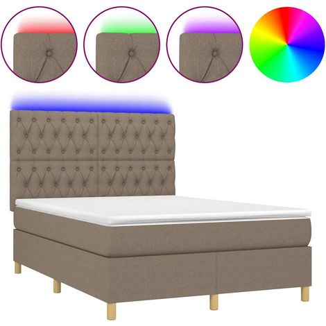 Maison Exclusive - Letto a Molle con Materasso e LED Tortora 140x190 cm in Tessuto (1/5)