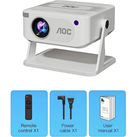 Proyector, duplicación de pantalla inalámbrica, sistema Android inteligente, blanco, enchufe europeo de 100V-240V (1/2)