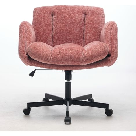 Fauteuil de bureau pivotant moderne en chenille, chaise de travail réglable en hauteur avec accoudoirs convertibles multi-positions, siège de bureau double coussin confortable pour maison, étude, coif (1/5)