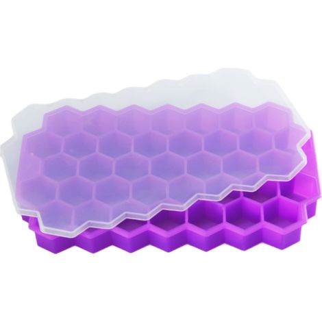 1 Plateau à glaçons en silicone avec couvercle empilable libération facile pour boissons whisky aliments bébé (1/5)