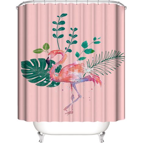 Duschvorhang mit Flamingo-Motiv, 150 x 180 cm
