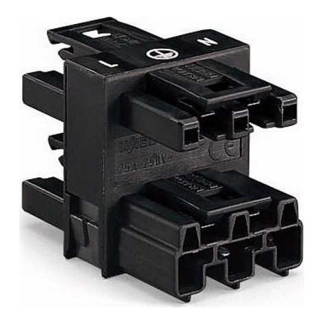 Connettore distribuzione Wago 3 Vie 1 Ingresso Femmina e 3 Uscite Maschio Nero (1/2)