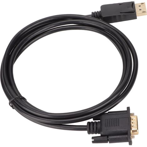 Adaptateur DisplayPort vers VGA Mâle à Mâle 1080p Doré pour PC, Ordinateur Portable, Projecteur - Câble 1.8m (1/5)