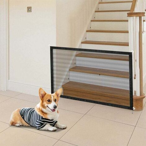 Barrière de sécurité portable pour chien 110 cm x 72 cm – Tissu en fibre de verre résistant – Installation sans outils – Pour portes et escaliers (1/5)