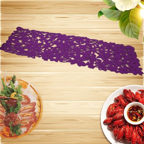 Napperon violet en feutre à motif floral ajouré, style vintage, résistant à la chaleur. (1/5)