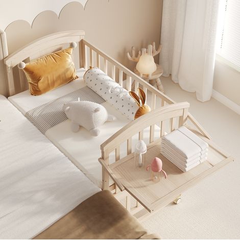 Cuna evolutiva 120 x 60 cm con cambiador, ruedas y extensión de 162 cm DESVIAE