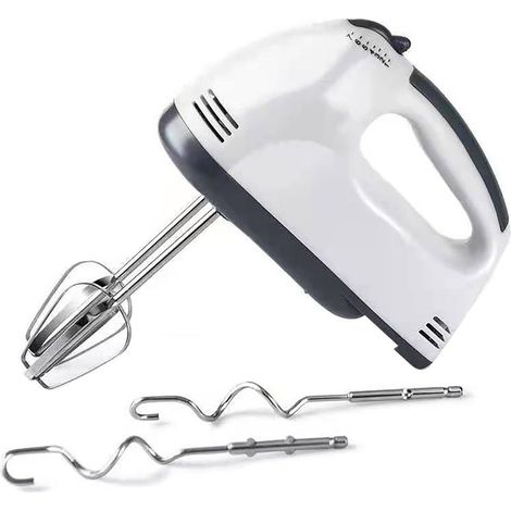 Batteur à main, batteur électrique, batteur à main pour la préparation de gâteaux, d'œufs, de crème fouettée et plats, avec 4 accessoires en acier inoxydable. (1/5)
