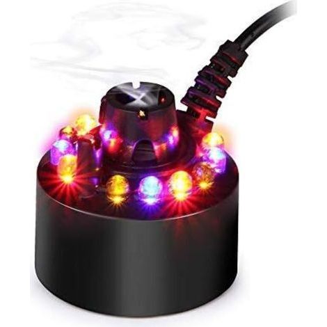 Farbwechselnder Nebelbrunnen mit 12 LEDs, Teichnebelgerät, Luftbefeuchter und Zerstäuber mit Netzteil (Schwarz) (1/5)