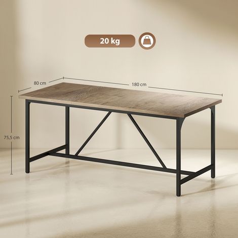 Table à manger pour 6 à 8 personnes. Table de cuisine rectangulaire moderne aspect bois, 180 x 80 x 75,5 cm, naturel. (1/5)