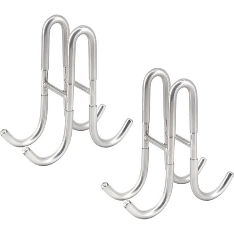 Juego de 2 ganchos de doble cara de acero inoxidable 304 para puertas de ducha de cristal con revestimiento protector de goma, color plata. (1/5)