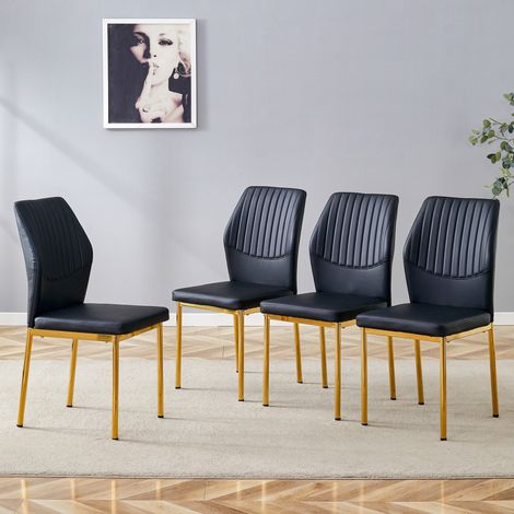 Esszimmerstuhl 120 kg Schwarz-Gold PU Metall OKMYHOME (1/5)
