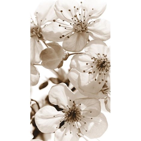 Rideau à fleur, imprimé zoom sur fleurs blanches et noirs 140x245 cm, 1 pièce (1/2)