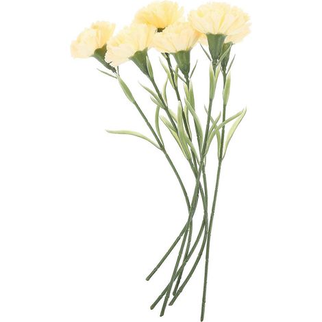 Lot de 6 fleurs artificielles réalistes en soie, roses et œillets, tiges et pétales en soie, couleurs inaltérables. (1/5)