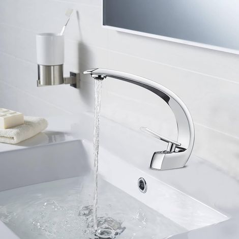Einloch-Waschtischarmatur, elegante verchromte Messing-Waschtischarmatur, Waschtischarmatur (1/5)