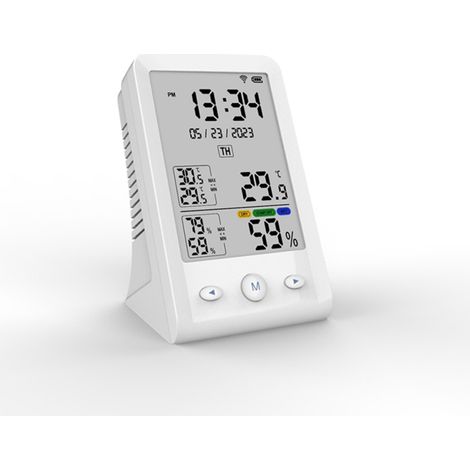 Détecteur de température et d'humidité Tuya WIFI rechargeable USB - Hygromètre-thermographe avec écran LCD - Compatible avec (1/5)