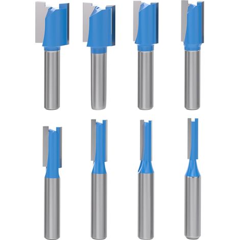 8pcs 8mm Shank 5/6/8/10/12/14/18/20mm Straight Router Bit Set Woodworking Milling Cutter Tool Set for Woodworking (1/5)