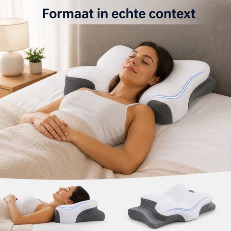 Cuscino a farfalla - Cuscino anti-russamento - Cuscino per CPAP e apnea notturna - Cuscino cervicale ergonomico in memory foam per alleviare il dolore al collo (1/5)