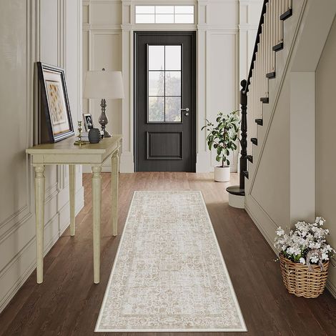 Tapis Couloir 60x180cm Marron Lavable en Machine Rug Cuisine,Chambre Enfant Rugs, Descente de Lit,AntidéRapant Carpet,Mangerd Carpets,Interieur Doux Poil Ras,Bureau (1/5)