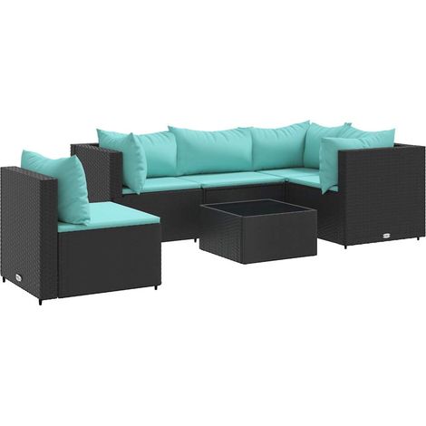 Maison Exclusive - Set Mobili da Giardino 6 pz con Cuscini in Polyrattan Nero