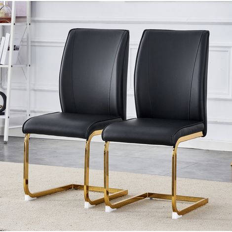 Chaise salle manger PU noir et métal doré design OKMYHOME (1/5)